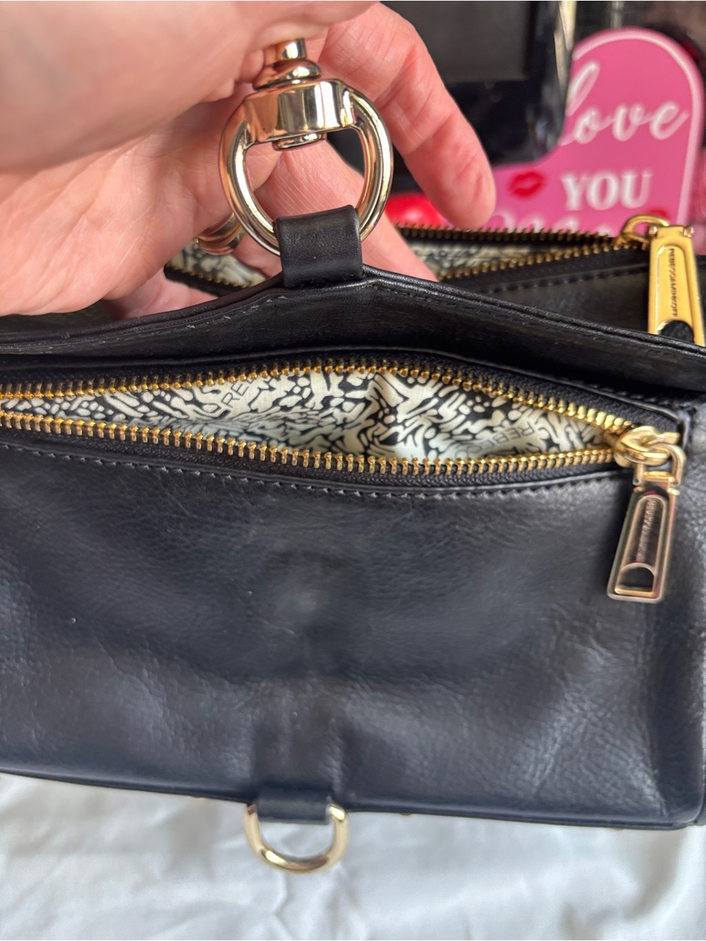 Rebecca Minkoff Black Leather Shoulder Bag with Gold Chain - Picture 9 of 11